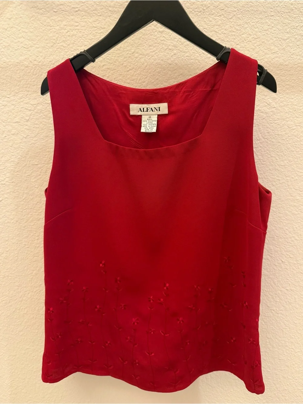 Alfani Red Sleeveless Embroidered Camisole